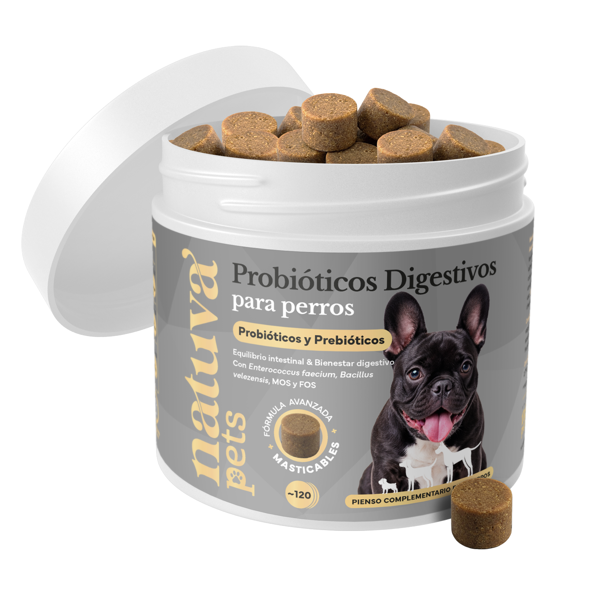 Bateau ouvert de Probiotiques pour chiens de Natuva Pets