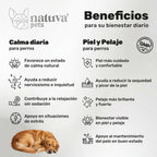 Duplo Calma + Piel y Pelaje para perros. Apoyo para la calma, piel sana, bienestar emocional y pelo brillante