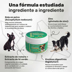 Duplo Polvo Dental + Probiótico para perros. Higiene dental, equilibrio intestinal, aliento fresco y bienestar digestivo
