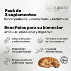 Pack Senior Integral para perros. Soporte articular, calma y bienestar digestivo - Natuva_Infograf_Pack Condro+Calma+Prob_PT01