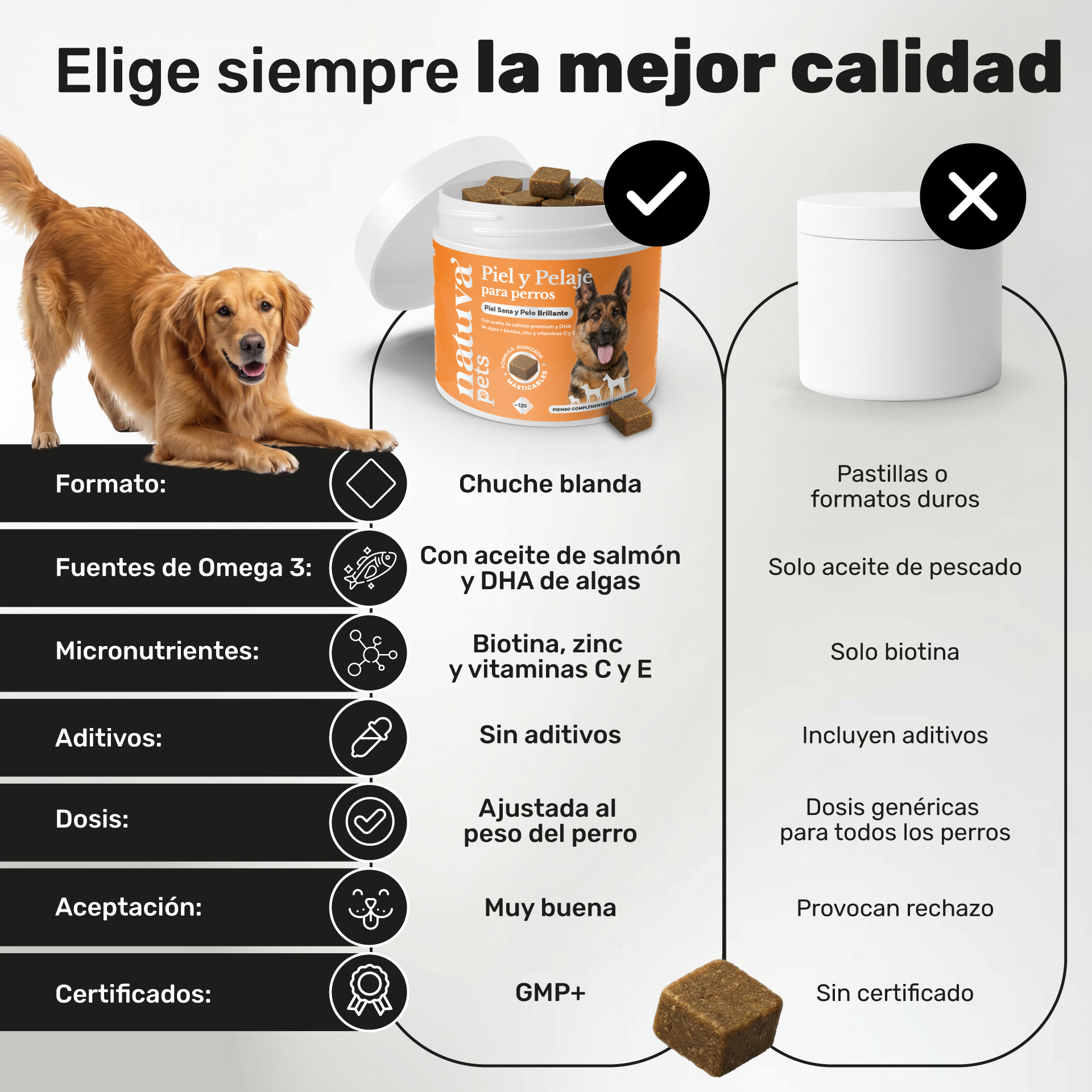 Piel y Pelaje para perros. Piel sana y pelo brillante