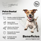 Polvo dental para perros. Higiene oral y aliento fresco