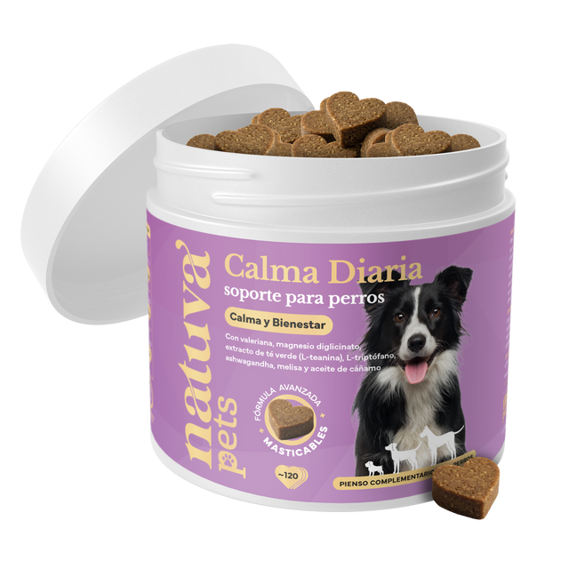 Bote abierto de Calma Diaria para perros de Natuva Pets