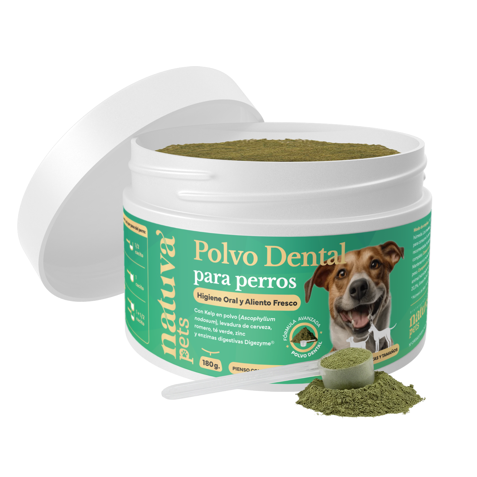 Bateau ouvert en poudre Dental pour chiens de Natuva Pets